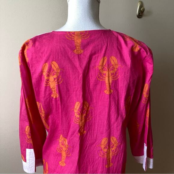 Beach Cover Top it Off Pink Orange Lobsters Medium Large - Picture 4 of 12